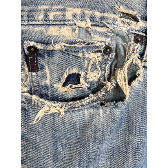 Abercrombie & Fitch Mens Jeans Low Rise Boot Cut Button Fly Y2K Distressed Plaid - Picture 3 of 15